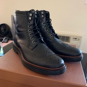 'Brandon' Brogue Boots - Black Leather - Coach - Men's US 10.5 / EUR 44